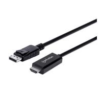 Manhattan DisplayPort 1.2 to HDMI Cable, 4K@60Hz, 3m, Male to Male, DP With Latch, Black, Not Bi-Directional, Three Year Warranty, Equivalent to 10F-DP-HDMI-4K60-HDR