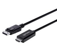 Manhattan DisplayPort 1.2 to HDMI Cable 4K@60Hz 3m Male to Male DP With Latch Black Not Bi-Directional Three Year Warranty Equivalent to 10F-DP-HDMI-4K60-HDR