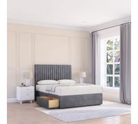 Manhattan Divan Bed Base 2 Drawers & 26" Struts Headboard Sloomy Dark Grey Small Double