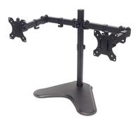 Manhattan TV & Monitor Mount, Desk, Double-Link Arms, 2 screens, Screen Sizes: 10-27", Black, Stand Assembly, Dual Screen, VESA 75x75 to 100x100mm, Max 8kg (each), Lifetime Warranty