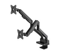 Manhattan TV & Monitor Mount with built-in Dock/Hub, Desk, Full Motion (Gas Spring), 2 screens (to 27"), Ports (x7): Ethernet, HDMI (x2), USB-A (x3) and USB-C, Power Delivery (100W) to USB-C Port (Separate USB-C wall charger/cable needed),Dual Screen,VESA