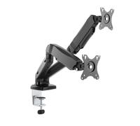 Manhattan TV & Monitor Mount, Desk, Full Motion (Spring), 2 screens, Screen Sizes: 10-27", Black, C-Clamp or Grommet Assembly, Dual Screen, VESA 75x75 to 100x100mm, Max 9kg (each)