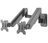Manhattan TV & Monitor Mount, Wall, Full Motion (Gas Spring), 2 screens, Screen Sizes: 17-32", Black, Dual Screen, VESA 75x75 to 100x100mm, Max 8kg (each), Tilt & Swivel with 3 Pivots, Lifetime Warranty