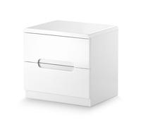 Manhattan - Gloss 2 Drawer Bedside Table - White - Wooden - Happy Beds
