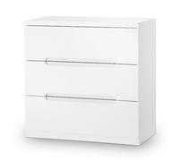 Manhattan - Gloss 3 Drawer Chest - White - Wooden - Happy Beds