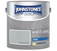Manhattan Grey Johnstone’s Wall & Ceiling Matt Paint 2.5L - Smooth Matt Finish, Excellent Coverage, Quick Dry, Low Odour Interior Paint for Walls & Ceilings