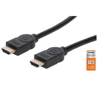 Manhattan HDMI Cable with Ethernet, 4K@60Hz (Premium High Speed), 1m, Male to Male, Black, Equivalent to HDMM1MP, Ultra HD 4k x 2k, Fully Shielded, Gold Plated Contacts, Lifetime Warranty, Polybag