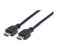 Manhattan HDMI 4K@60Hz Cable with Ethernet - CL3 rated 1m Suitable for In-Wall use For ALL 4K & 1080p/HD uses - when upgrading now or have it ready for when you need it Male to Male Black Ultra HD 4k