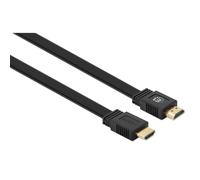 Manhattan HDMI 4K@60Hz Cable with Ethernet - Flat, 0.5m, Suitable for ALL 4K & 1080p/HD uses - when upgrading now or have it ready for when you need it, Male to Male, Black, Ultra HD 4k x 2k, Lifetime