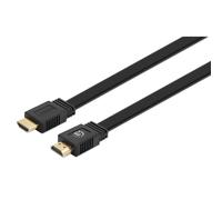 Manhattan HDMI Cable with Ethernet (Flat), 4K@60Hz (Premium High Speed), 1m, M to M, Black, Ultra HD 4k x 2k, Gold Plated Contacts, Lifetime Warranty