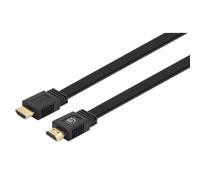 Manhattan HDMI Cable with Ethernet (Flat), 4K@60Hz (Premium High Speed), 3m, Male to Male, Black, Ultra HD 4k x 2k, Gold Plated, Lifetime Warranty