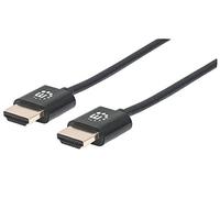Manhattan HDMI Cable with Ethernet (Ultra Thin), 4K@60Hz (Premium High Speed), 1.8m, Male to Male, Black, Ultra HD 4k x 2k, Fully Shielded, Gold Plated Contacts, Lifetime Warranty, Polybag