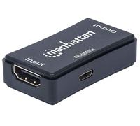 Manhattan HDMI Repeater, 4K@60Hz, Active, Boosts HDMI Signal up to 40m, Black, Three Year Warranty, Blister