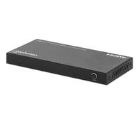 Manhattan HDMI Splitter with downscaling 4-Port 4K@60Hz Displays output from x1 HDMI source to x4 HD displays (same output to four displays) Downscale button to adjust a 4K input signal into 1080p Mic