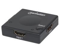 Manhattan HDMI Switch 2-Port 1080p Connects x2 HDMI sources to x1 display Automatic and Manual Switching (via button) No external power required Black Three Year Warranty HDMI 1.3b Plastic Black 5 m 4