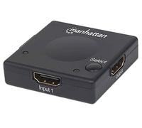 Manhattan HDMI Switch 2-Port, 1080p, Connects x2 HDMI sources to x1 display, Automatic and Manual Switching (via button), No external power required, Black, Three Year Warranty, Blister