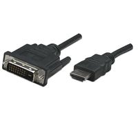 Manhattan HDMI to DVI-D 24+1 Cable. 1m. Male to Male. Black. Dual Link