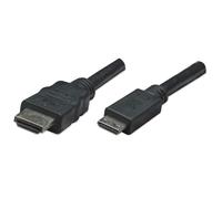 Manhattan HDMI to Mini HDMI Cable 4K@30Hz 1.8m Male to Male Black Ultra HD 4k x 2k Fully Shielded Gold Plated Contacts Lifetime Warranty High Speed.