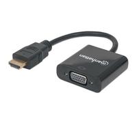 Manhattan HDMI to VGA Converter cable 1080p 30cm Male to Female Micro-USB Power Input Port for additional power if needed Black Three Year Warranty Equivalent to HD2VGAE2.