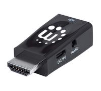 Manhattan HDMI to VGA (with Audio) Converter, 1080p, Male to Female, Micro-USB Power Input Port for additional power if needed, Black, Three Year Warranty, Polybag