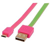 Manhattan Hi-Speed Ribbon Cable Micro-B USB 2.0 A Male to Micro-B Male 480 Mbps 1 m Pink/Green 391443
