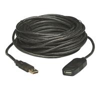 Manhattan USB-A to USB-A Extension Cable, 10m, Male to Female, Active, 480 Mbps (USB 2.0), Daisy-Chainable, Built In Repeater, Hi-Speed USB, Black, Three Year Warranty, Equivalent to USB2AAEXT10M.