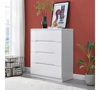 manhattan high gloss chest of 5 drawers in white
