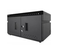 Manhattan Charging Cabinet/Cart via USB-C x20 Devices Desktop Power Delivery 18W per port (360W total) Suitable for iPads/other tablets/phones Bays 264x22x235mm Device charging cables not included Silent Ventilation Lockable (2 keys) EU & UK