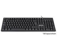 Manhattan Keyboard UK USB Wired, Standard Qwerty layout, Black, Full Size Keys, Cable 1.5m, USB-A connection, Plug and Play, Three Year Warranty, Retail Boxed