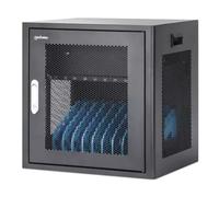 Manhattan Laptop Charging Cabinet Desktop via AC Adapter (UK) x10 Bay, Install device's AC Adapter (power cables) into unit, Suitable for ALL laptops (to 15.6"), iPads, MacBooks, Chromebooks, other po