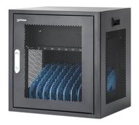 Manhattan Laptop Charging Cabinet Desktop via AC Adapter (UK) x10 Bay, Install device's AC Adapter (power cables) into unit, Suitable for ALL laptops (to 15.6"), iPads, MacBooks, Chromebooks, other po