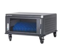 Manhattan Laptop Charging Cabinet Desktop via AC Adapter (UK) x20 Bay, Install device's AC Adapter (power cables) into unit, Suitable for ALL laptops (to 15.6"), iPads, MacBooks, Chromebooks, other US