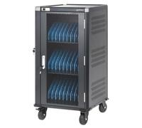 Manhattan Laptop Charging Cart/Trolley via AC Adapter (UK) x30 Bay Install device's AC Adapter (power cables) into unit Suitable for ALL laptops (to 15.6") iPads MacBooks Chromebooks other USB-C devic