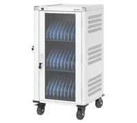 Manhattan Laptop Charging Cart/Trolley via AC Adapter (UK) 30-bay Install device's AC Adapter (power cables) into unit Suitable for ALL laptops (to 16") iPads MacBooks Chromebooks other portable devic