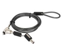 Manhattan Laptop Lock (Nano) with two keys, Compatible with Nano style locks, 1.5m cable, Anti theft, Strong steel cable - metal with clear PVC jacket, Notebook