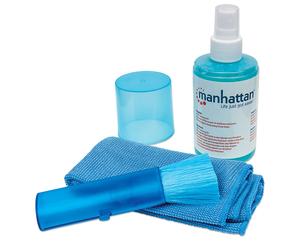 Manhattan LCD Cleaning Kit, Alcohol-free, Includes Cleaning Solution (200ml), Brush and Microfibre Cloth, Ideal for use on monitors/laptops/keyboards/etc, Three Year Warranty