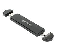 Manhattan M.2 NVMe and SATA SSD Enclosure, USB-C & USB-A Male Connection, Up to 10 Gbps (USB 3.2 Gen2 aka USB 3.1), For 2230/2242/2260/2280 SSDs with M Key or B+M Key, SuperSpeed+ USB, Aluminum,