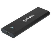 Manhattan M.2 NVMe SSD Enclosure, USB-C Female Connection, 10 Gbps (USB 3.2 Gen2 aka USB 3.1), UASP-compliant, SuperSpeed+ USB, Aluminum, Black, Three Year Warranty, Box