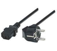 Manhattan Power Cord/Cable Euro 2-pin plug (CEE 7/4) to C13 Female (kettle lead) 1.8m 16A Black Lifetime Warranty Polybag