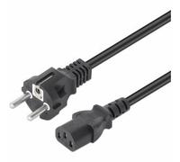 Manhattan Mains Power Cord/Cable, Euro 2-pin plug (CEE 7/4 Schuko) to C13 Female (kettle lead), 5m, 10A, Black, Lifetime Warranty