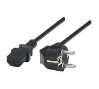 Manhattan Mains Power Cord/Cable Euro 2-pin plug (CEE 7/4 Schuko) to C13 Female (kettle lead) 1.8m 16A Black Lifetime Warranty