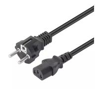 Manhattan Mains Power Cord/Cable Euro 2-pin plug (CEE 7/4 Schuko) to C13 Female (kettle lead) 5m 10A Black Lifetime Warranty