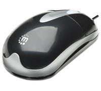Manhattan MH3 USB Wired Mouse, Black/Grey, 1000dpi, USB-A, Optical, Sturdy, Three Button with Scroll Wheel, Three Year Warranty, Box