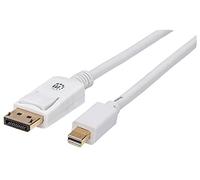 Manhattan Mini DisplayPort 1.2 to DisplayPort Cable, 4K@60Hz, 2m, Male to Male, White, Lifetime Warranty, Polybag