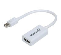 Manhattan Mini DisplayPort 1.2 to HDMI Adapter Cable, 1080p@60Hz, 17cm, Male to Female, White, Lifetime Warranty, Blister