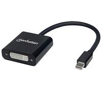 Manhattan Mini DisplayPort 1.2a to DVI-I Dual-Link Adapter Cable (Clearance Pricing), 4K@30Hz, Active, 19.5cm, Male to Female, Compatible with DVD-D, Black, Three Year Warranty, Polybag