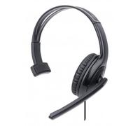Manhattan Mono Over-Ear Headset (USB), Microphone Boom (padded), Polybag Packaging, Adjustable Headband, In-Line Volume Control, Ear Cushion, USB-A for both sound and mic use, cable 1.5m, Three Year W