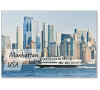 Manhattan, New York City - Buildings Architecture of Manhattan and Passenger Cruise Transportation Seen from Ellis Island, New Jersey, USA., Fridge Magnet