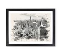 Manhattan New York City Skyline USA No.1 Modern FC Framed Print | A2 Black Framed Wall Art | Ready to Hang | Modern Flag Picture | Living Room Bedroom Lounge Office