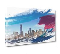 Manhattan New York with Blue Sky V2 Canvas Print | Gallery Wrapped 30mm Frame Wall Art | 30x20 inches | Ready to Hang | Modern Picture | Living Room Bedroom Lounge Office